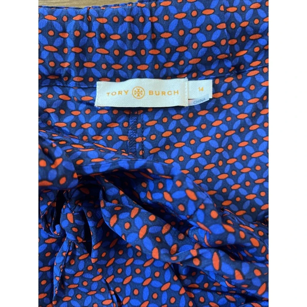 Tory Burch 100% Silk Ocho Rios Talia PJ‎ Pants Women M Relaxed Geometric